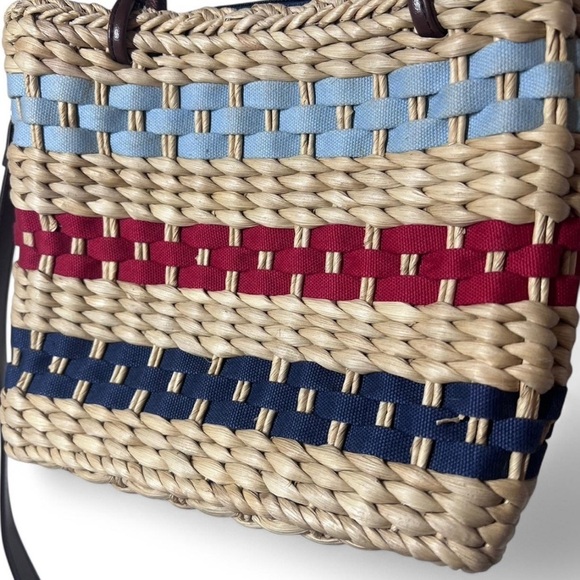 Sonoma Woven Wicker Purse with Multicolor Stripes - Picture 2 of 4